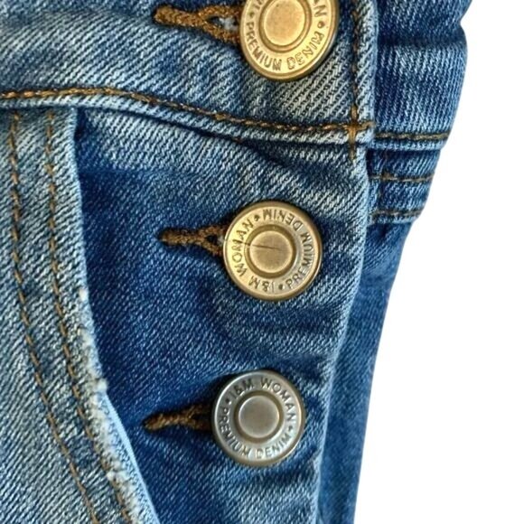 Girls I & M Jeans Distressed Denim Overalls Size L Mid-Rise Adjustable Straps - Picture 5 of 9